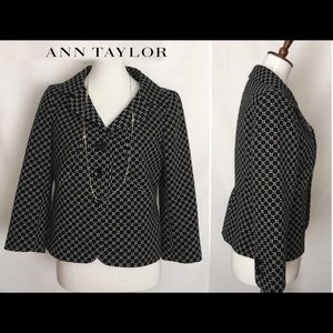 Ann Taylor 3/4 sleeve black/white blazer